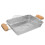 1Set Silver Stainless Steel Roaster Pan for Baking with Wooden Handle 1