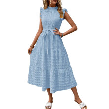 Women Summer Casual Midi Maxi Dresses Short Sleeve Light XL