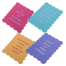 12Pcs Mahjong Game Shuffling Cards Colorful PVC with Humorous Sayings