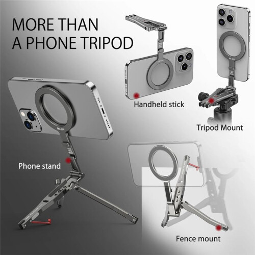Magnetic Pocket Phone Tripod Holder with Hook Foldable  Phone Holder Strap for  Android/