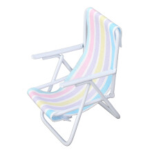 Miniature Life-Like Beach Chair 1/12 Scale, White Metal Frame Folding Dollhouse Decoration