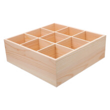 3Pcs Wooden Divided Storage Box Tray Light Yellow for Desk and Makeup