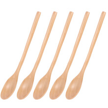 10Pièces Cuillères En Bois Solide Khaki Longues Pour Enfants Épices