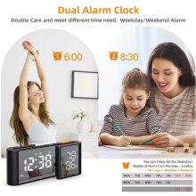 Alarm Clock Radio Large Dual Display Screen with Adjustable Brightness USB Port Sleep Timer FM76-108MHz FM Radio