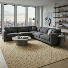 (200 x 290 cm, Beige) Soft High Low Short Pile Rugs Bedroom Livingroom Floor Carpet