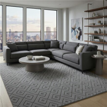 (200 x 290 cm, Grey) Soft High Low Short Pile Rugs Bedroom Livingroom Floor Carpet