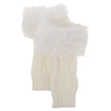5Pairs Soft Faux Knit Arm Sleeves Ivory Half Finger Wrist Warmers