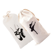 8Pcs White Dance Shoe Bags Wear-Resistant Ballet Drawstring Pouches