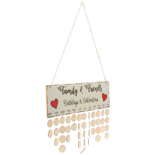 2Pcs Colorful Wooden Birthday Reminder Calendar Family Hanging Plaque