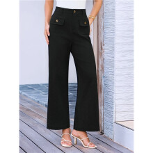 Pantalones Cargo Informales de Trabajo para Mujer con Bolsillos Negro M