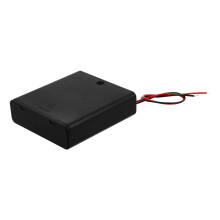5Pièces Boîtier Batterie 6V Aa Plastique Noir Avec Fils Et Couvercle