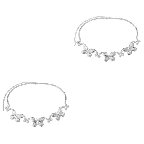 2Stk Waist Chain Damen Gürtel Accessoire Silber Elegant 2