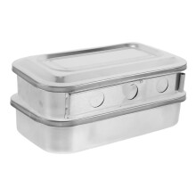 4Pièces Boîte Rangement Outils Ongles Acier Inoxydable Argent Pratique