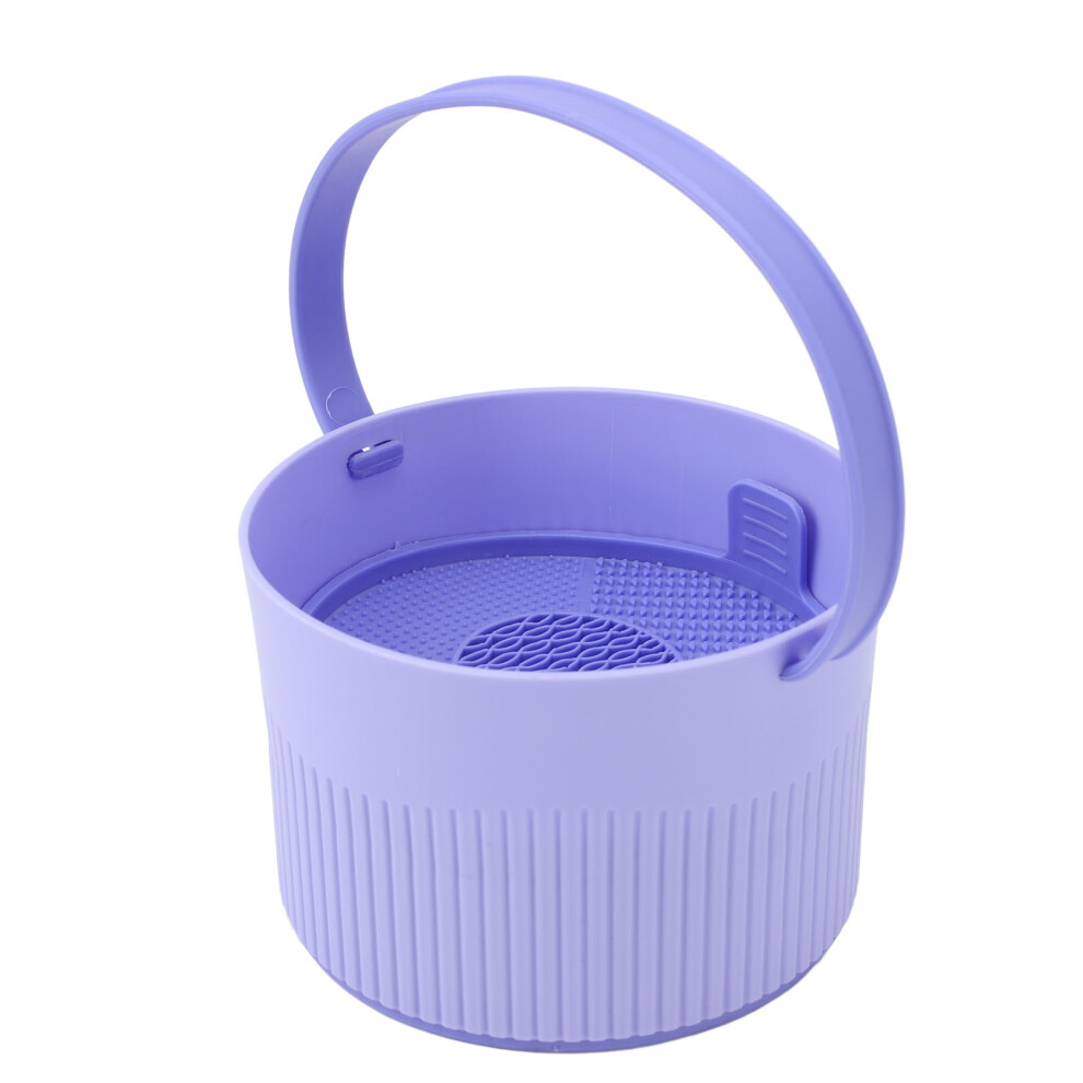 Purple 3-In-1 Makeup Brush Cleaner Bowl With Drying Holder,