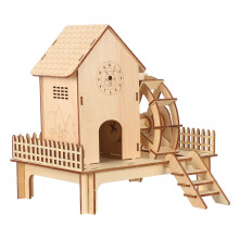 2Sets Miniature Wood House Puzzle Khaki DIY Craft Rustic Cabin Display