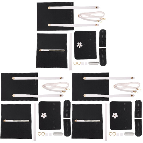 3Sets Handgemachtes DIY Bag Kit Schwarz Mit PU Leder Zubehör 1