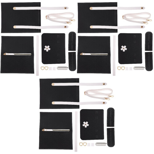3Sets Handgemachtes DIY Bag Kit Schwarz Mit PU Leder Zubehör 2