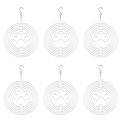 6 Unidades de Sublimação em Branco, 8 Polegadas, Giradores de Vento para Quintal e Jardim, Decoração de Porta Frontal Interna e Externa, Redonda