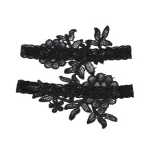 2Paren Zwarte Bruids Tailleband Set Met Bloemen Decor Voor Bruid