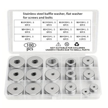 1 Set di 100 RonDelle In Acciaio Inossidabile per Viti e Bulloni, Misure Assortite M3-M12