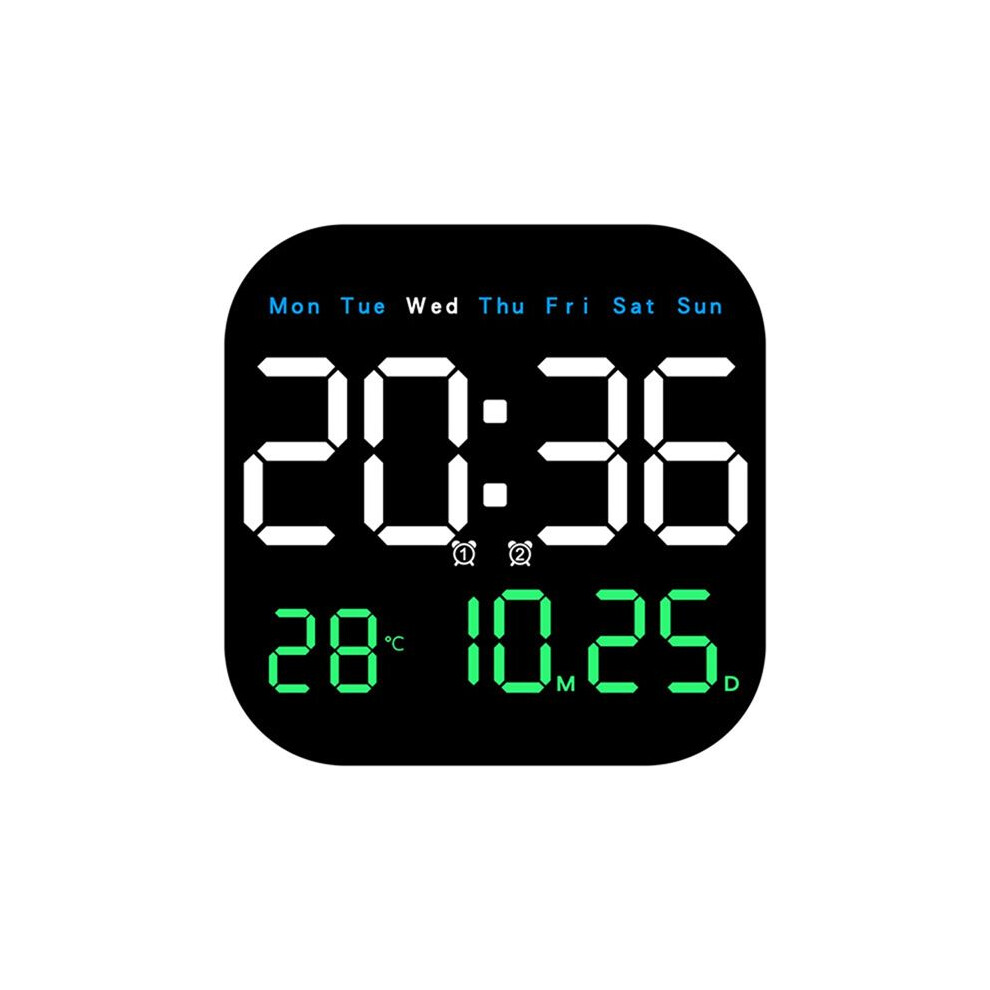 Digital Wall Clocks Temperature Date Week Dispaly Electronic Table Clock 12/24H Wall-Mounted Led Alarm Clock Remote,A 4713694619781