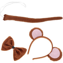 7Sets Braunes Cosplay Set Tierohren Haarreif Und Fliege