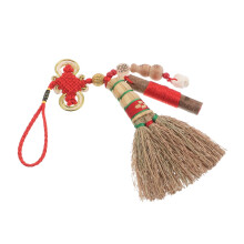 5Pièces Pendentif Balai Feng Shui Bébé En Bois De Pêcher Décor