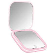 Compact Gift Vanity Folding Cosmetic Mirror with Lights Portable Hand Held Small Pocket Makeup Mirror 2X Magnifying