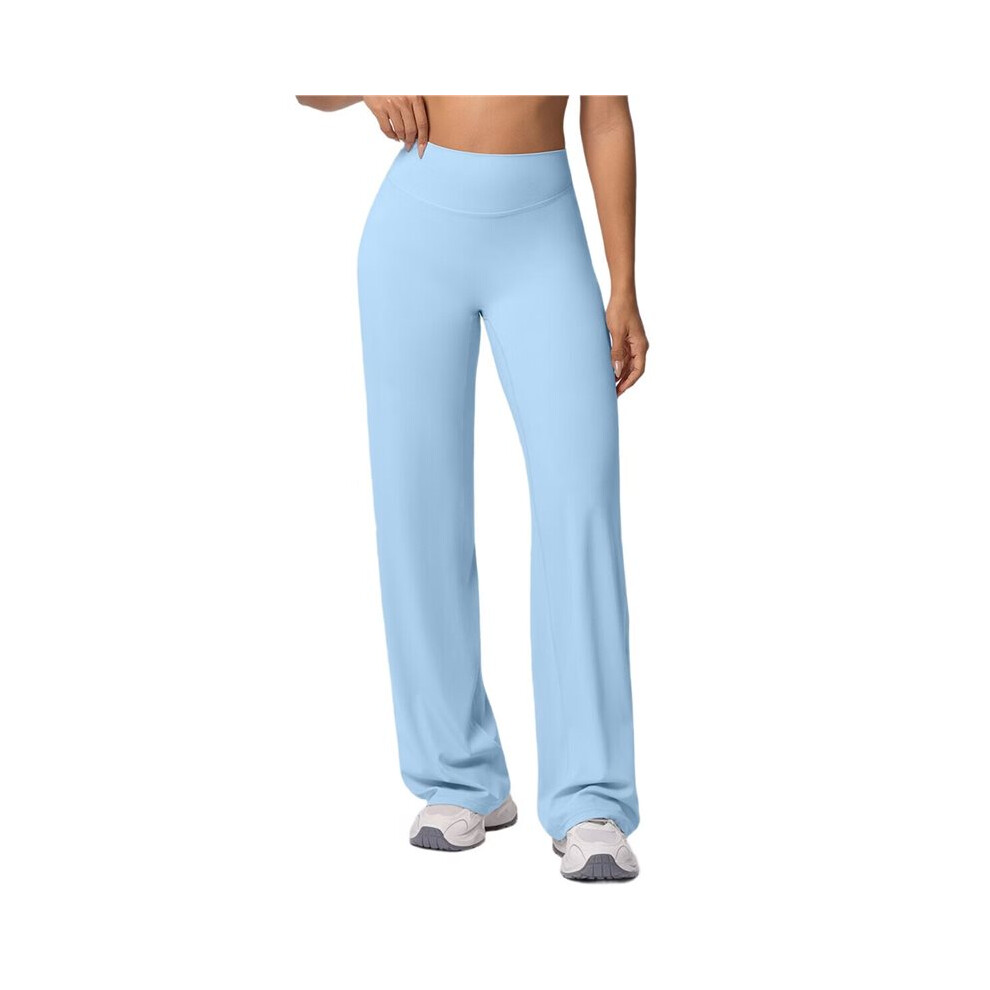 Leggings Da Allenamento Da Donna, Leggings Dritti Senza Cuciture Anteriori Azzurro Chiaro S