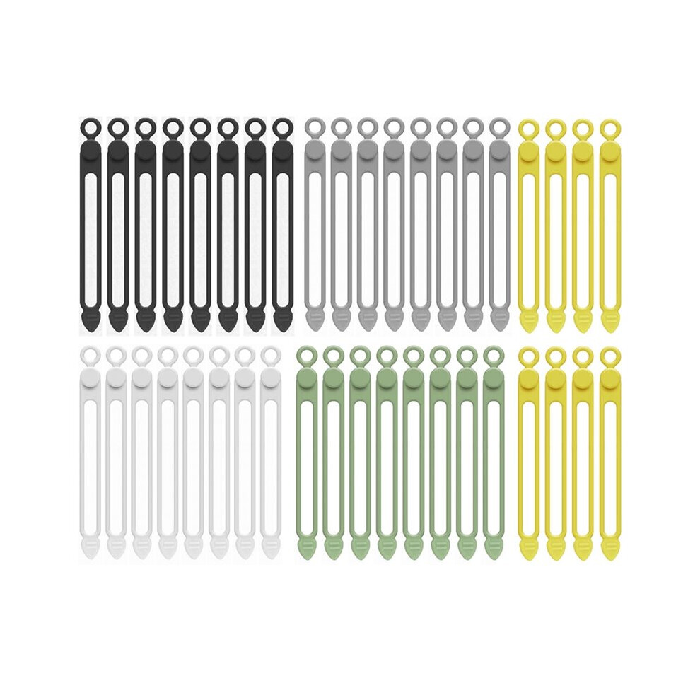 40Pcs Silicone Cable Ties,Reusable Cord Organizer Rope,Elastic Cord Tie for Electronics,Straps Wires for Fastening