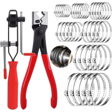 37-Teiliges Set Aus Edelstahl-Schlauchschellen mit Schlauchschellenzange, Geeignet für Pool- und Gartenschläuche