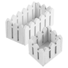 4Pièces Accessoires Miniatures Clôture Et Panier Blancs En Bois