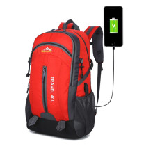 (Red)40l With Usb Breathable Charging Outdoor Sport Travel Camping Hiking Backpack