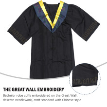 2Sets Doctoral Graduation Gown Set Black Academic Dress with Tassel