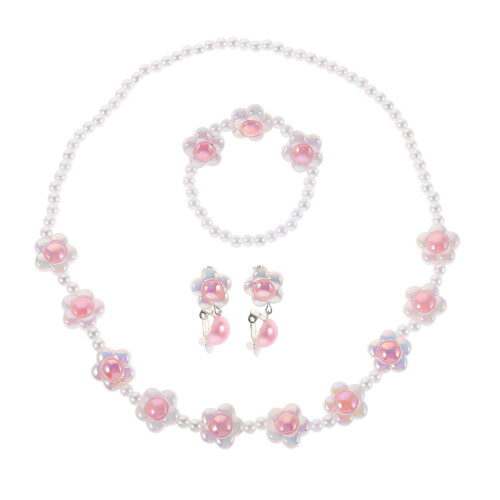 5Ensembles Bijoux Déco Rose Collier Bracelet Boucles Assortis