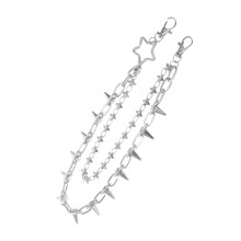 5Stk Vielschichtige Punk Jeanskette Silbernem Metall Robust