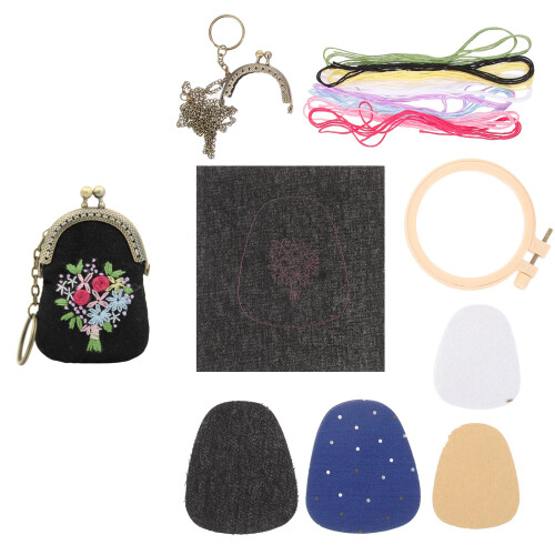 3Sets Bestücktes Stickmaterial Baumwolle-Leinen Für DIY-Taschen