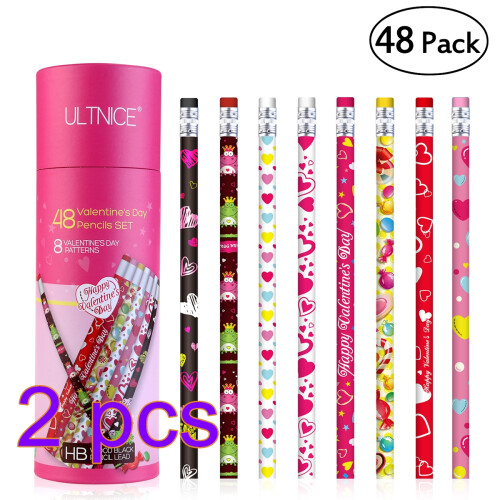 96Pièces Ensemble Crayons Valentine Pour Esquisse Variés