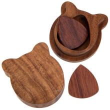 2Sets Durable Natural Wooden Guitar Picks and Portable Pick Holder