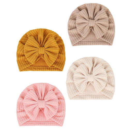 8Pièces Bonnets Hiver Nœud Élastique Couleurs Variées