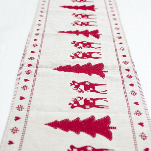 (Christmas Tree) Table Runner Christmas Flag Home Decoration Embroidered Decor Xmas Table