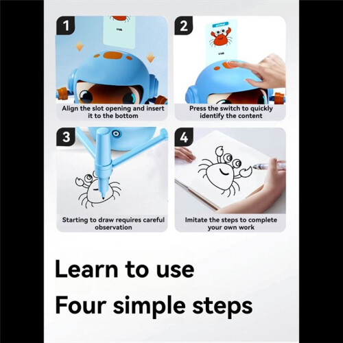 Interactive Educational Drawing Robot for Kids Learning Toy with 100 Word Cards, Voice Interaction, 2