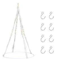 3Sets Handgewebter Hängender Kräutertrockner Beige Holz Baumwolle