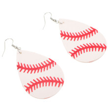 2Paren Dames Witte Lederen Baseball Oorbellen Retro Hangend Sieraden