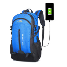 (Blue)40l With Usb Breathable Charging Outdoor Sport Travel Camping Hiking Backpack