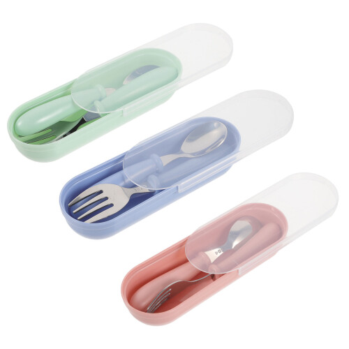 12Sets Kinder Gabel Set Bunt Rutschfest