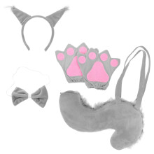 4Sets Cloth Squirrel Ear Hairband Tail Set for Women Animal Costume