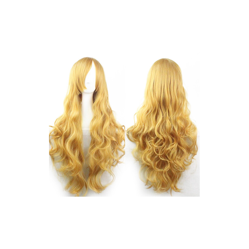 Totority Unisex Golden 3Pcs Synthetic Long Curly Wig Color For Women And Girls
