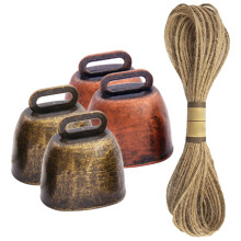 4Sets Farm Animal Loud Metal Bells with Rope for Cattle Sheep Pets