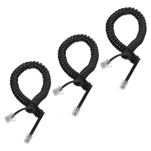 6Pièces Câbles Téléphone Spiralés Noir Pour Fixe
